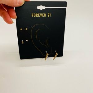 NWT Forever 21 Earrings Three Pairs: gold balls, cubic zirconia studs & more!